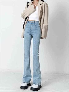 Flare jeans broek vrouwen vintage denim dames jeans vrouwen hoge taille mode rekzakbroek all-match brede pijpen jeans l220726