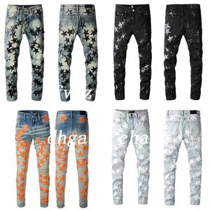 Jeans évasés jeans empilés jeans violets designer Top qualité homme pantalons longs pantalons streetwear vieux jeans délavés jeans longs trou 28-40 jeans droits réguliers denims