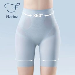 Flarixa naadloze lichaamsvormen vrouwen ultra dunne ijs zijden veiligheid shorts hoge taille plat buik reducerend slipje slank ondergoed 240420
