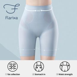 Flarixa Ultra Thin Ice Silk Shapewear High Taist Belly Pantes Control Control Underwear Women Safety Pantal