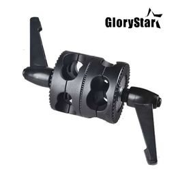 Flash Brackets Glory Star Swivel Dual Head Grip Holder Bracket voor Po Studio Boom Reflector Arm Support Angle Clamp 230816