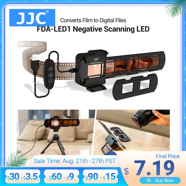 Supports de flash JJC Scanner de films négatifs avec lumière LED 35 mm avec bandes support de diapositives P o convertisseur numérique copieur 230823