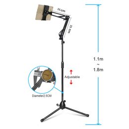 Flash Brackets telescopisch statief met flexibele lange arm mobiele tablet telefoonstandhouder beugel clip klem lui bed bureaublad metaal 230816