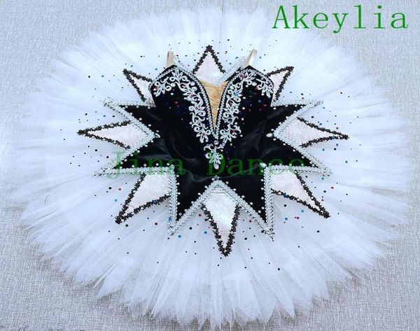 Diamante Flash Adult Black White Harlequin Professional Ballet Pancake Tutu para niña Yagp Tutu Costume de ballet clásico hecho a mano6138634