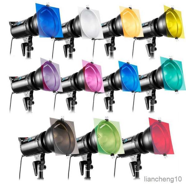 Diffuseurs Flash 11Pcs / Set 30cm 11 Couleur Flash Speedlite Gel Filtre pour Lumière Stroboscopique Photographie Flash Studio Éclairage Transparent Flash Diffuseur R230712