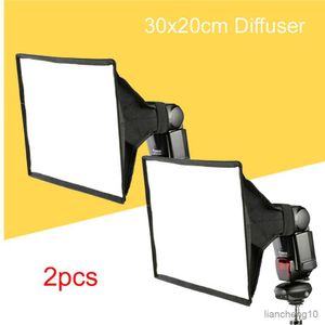 Diffuseurs de Flash 2 pièces universel 30x20 cm Flash diffuseur carré Softbox pour Canon Nikon Yongnuo Godox Metz Speedlite R230712