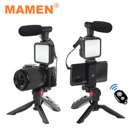 Flash Diffusers MAMEN Draagbare Vlogging Kit Video Maken Apparatuur met Statief Bluetooth Controle voor SLR Camera Smartphone Pography 230626