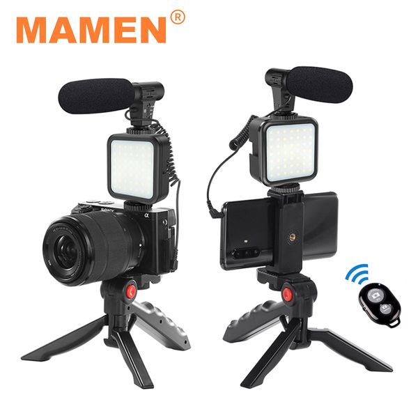 Diffuseurs de flash MAMEN Kit de vlogging portable Équipement de création vidéo avec trépied Contrôle Bluetooth pour appareil photo reflex Smartphone Pography 230626