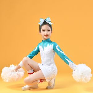 Flash Drill Hoge kwaliteit Cheerleaders Uniform School Team Class Suit voor Glir Dance Costumes Pompoms Cheerleading kostuum vrouwen