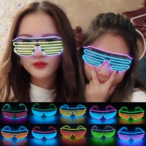 Light Up Flashing Shutter Neon Rave Lunettes El Wire Lunettes de soleil LED Glow DJ Costumes pour Halloween Noël Fête d'anniversaire Bar Verre Lumineux Décoratif