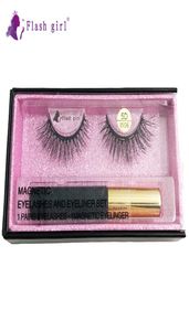 Flash Girl High Quality 1pair 5d vis cils magnétiques magnétiques Luxury Box Magnetic Liquid Eyeliner Magnétique Faux Cons et pinceaux 1197971