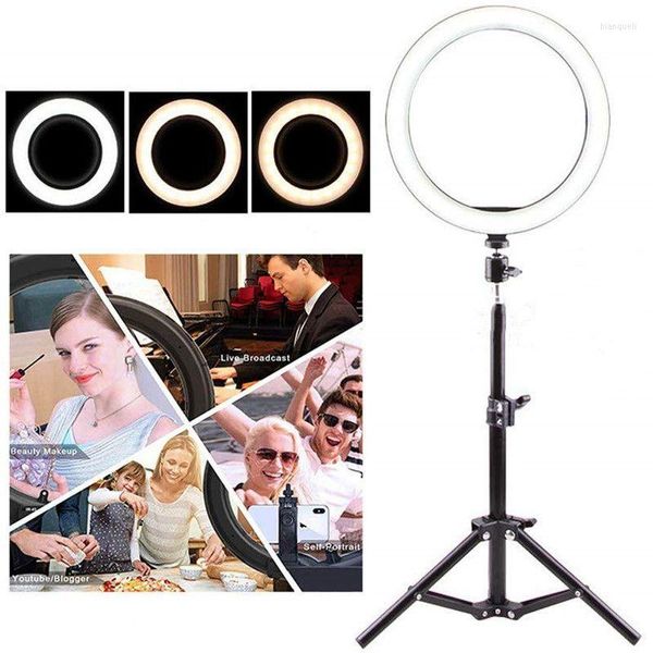 Têtes de flash 10 6 pouces Ring Light avec trépied 3200K-6500K LED Caméra de bureau RingLight pour le streaming de maquillage Selfie Pography Lighting