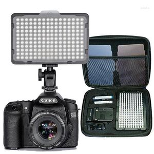 Cabezales de flash 176 piezas de luz LED para cámara DSLR Videocámara Batería continua y cargador USB Estuche de transporte Pography Po Video Studio