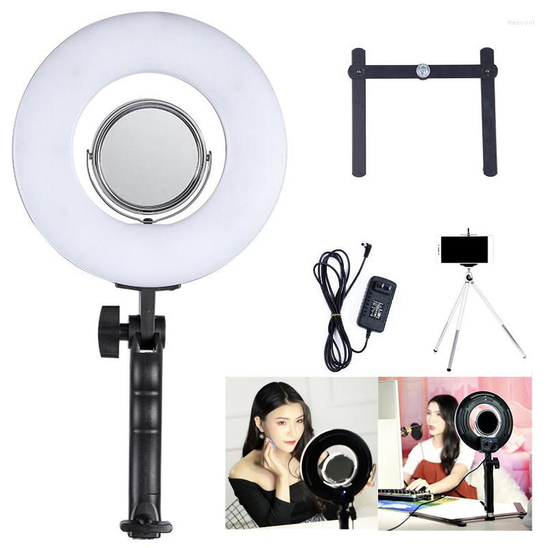 Flash Heads 8 tum 24W 5500K Dimble Po Studio Pography Tablett Makeup Ring Light Telefon Video Live Lamp med gratis present