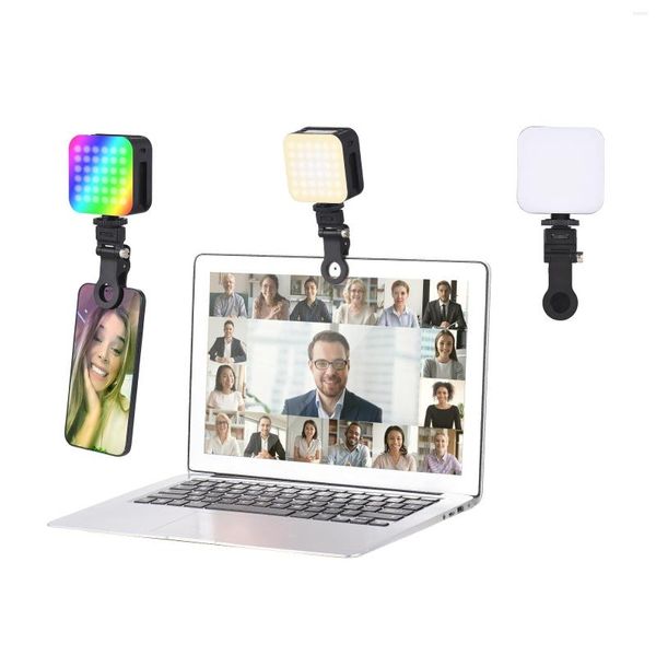 Têtes de flash Double face LED Fill Light Clip-on Pocket RVB Vidéo 2500K-9000K 24 éclairage de scène Clip d'écran de batterie pour la diffusion en direct