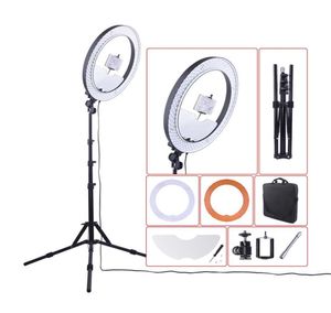 Têtes de flash fosoto rl18 LED LEAU LEULLE DE 18 pouces POGRAGE LAMPE DIMMable avec trépied et miroir ringlight pour le maquillage youtub9603569