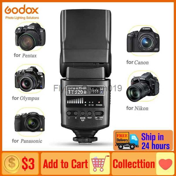 Têtes de flash Godox TT520II TT520 II Flash pour appareil photo avec signal sans fil intégré 433 MHz pour appareils photo reflex numériques Pentax Olympus Panasonic YQ231003