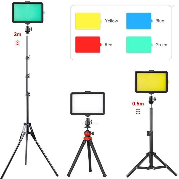 Têtes de flash Kit d'éclairage vidéo LED Pography Lighting Filtres RVB 3200-5600K Dimmable avec trépied pour Youbube Shoot Vlog Live Streaming