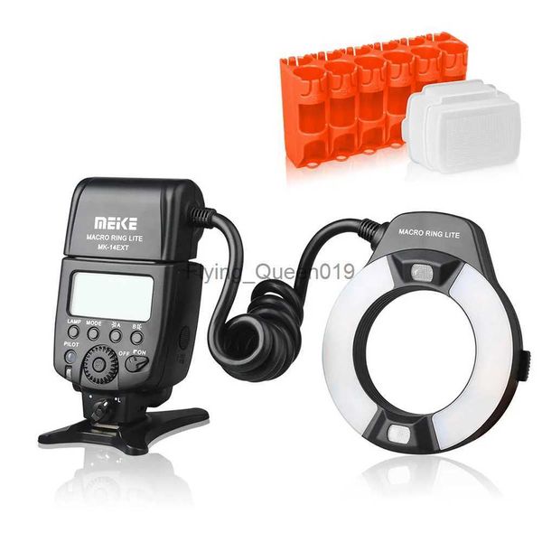 Blitzköpfe Meike MK-14EXT MK-14EXT-C E-TTL Makro-LED-Ringblitz Speedlite mit LED-AF-Hilfslampe für DSLR-Kamera YQ231003