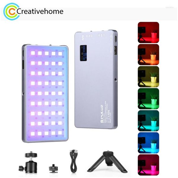 Têtes de flash PULUZ LED Full Color RGB Beauty Fill Light Pocket Vlogging Pography Petit corps avec batterie 4000mAh