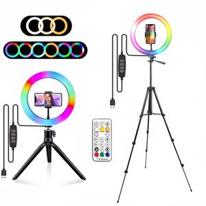 Flitskoppen RGB-ringlichtlamp rond met afstandsbediening voor smartphone mobiel Led-video Make P grafische verlichting 230927