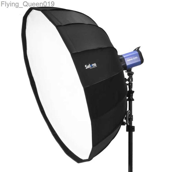 Cabezales de flash Selens 105 cm Softbox de plato de belleza plegable con soporte Bowens para iluminación de estudio fotográfico Caja de luz de fotografía de flash fuera de cámara YQ231004