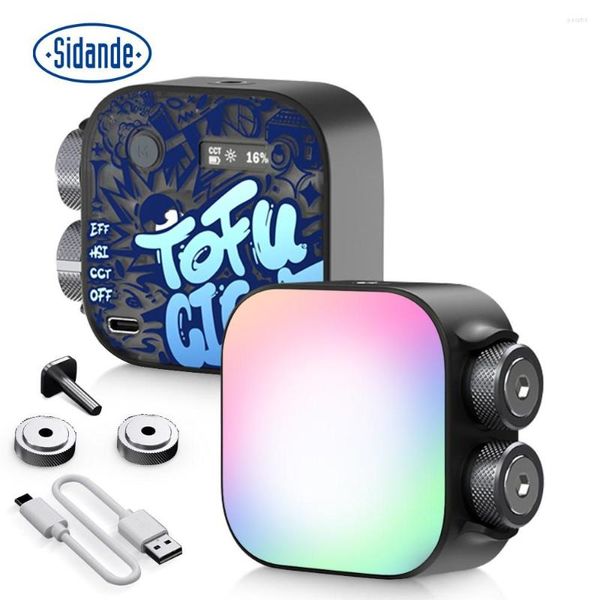 Têtes de Flash SIDANDE TOFU 6W 2500-9900k RGB LED lumières de caméra d'effets de lumière couleur pour la vidéo créative Vlog W Rechargeable