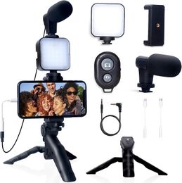 Flash Heads Smartphone Vlogging Kit pour iPhone Android avec trépied Mini Microphone Starter Vlog kit TikTok Live Stream Video 230927