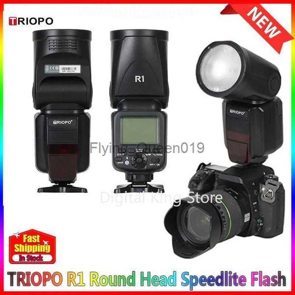 Têtes de flash Triopo R1 Round Head Speedlite Flash Light 2.4g Wireless TTL 1/8000S 5600K Température de couleur 76WS 16 canaux YQ231003