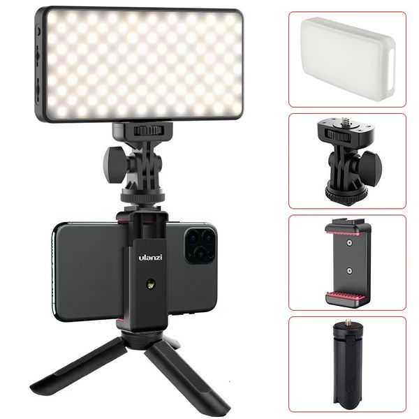 Têtes de flash Ulanzi VL200 2500K 9000K Caméra LED Lumière avec trépied Support de téléphone 360 Tête de boule Dimmable Vidéo Soft Diffuseur 231030