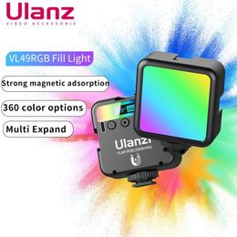 Flash Heads Ulanzi VL49 RGB LED LIGHT RECARGABLE Lámpara de relleno de 2000 mAh para la cámara de teléfono inteligente Tiktok Video P o Shooting Small Kit 230927