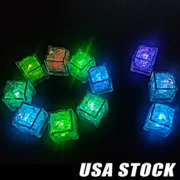 Flash Ice Cube LED Color Luminoso en agua Luz nocturna Fiesta boda Decoración navideña Suministro Agua activada Led iluminar Ice Cubes Nighting Lights 960 Pcs / Lot