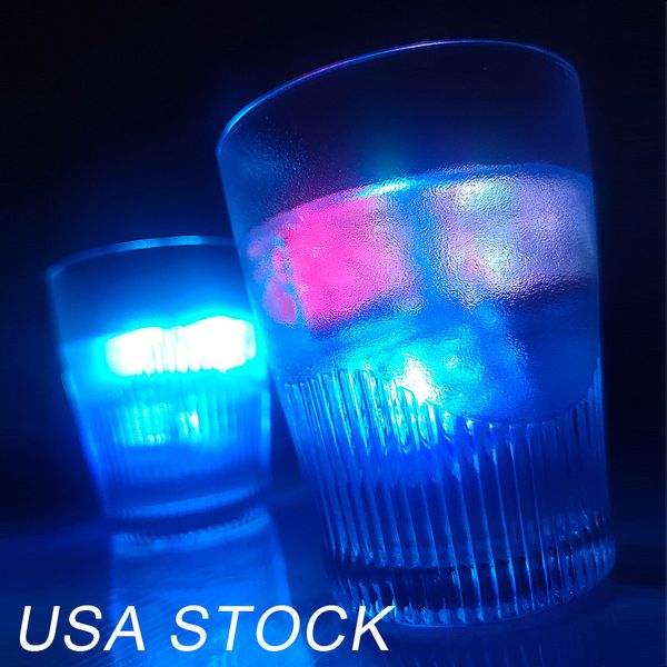 Flash Ice Cube LED couleur lumineuse dans l'eau veilleuse fête mariage décoration de noël alimentation en eau activée LED allument des glaçons usalights
