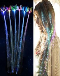 Flash LED cheveux émettant de la lumière fibre optique tresse tresse papillon lumineux cheveux perruque KTV fête bal fournitures accessoire de cheveux h1441732