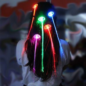 Flash émettant de la lumière tresses tressé fil de fibre optique tresse épingle à cheveux cheveux LED coloré clignotant cheveux tresse