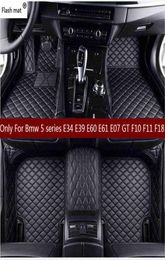 Alfombrillas de cuero Flash mat para coche Bmw serie 5 E34 E39 E60 E61 F07 GT F10 F11 F18 2004 2018, cubierta personalizada para pies de coche H220412017780