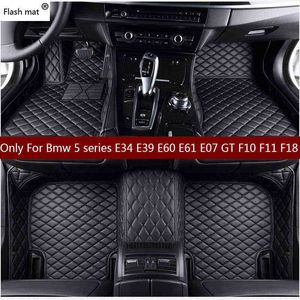 Alfombrillas de cuero para coche Flash mat para Bmw 5 series E34 E39 E60 E61 F07 GT F10 F11 F18 2004-2018 cubierta de alfombra de pie de coche personalizada H220415