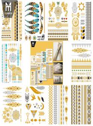 Flash Metallic temporaire tatouage Tatouage Supplies Gold Silver imperméable Tatoo Bijoux Henné tatouage Sticker Corps Art6667439