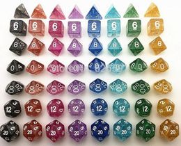 Flash Poeder Polyhedrale Dobbelstenen Set RPG Game Sets Dices Games Dobbelstenen D4 D6 D8 D12 D20 D10 09 D10 0090 7pcsset D55954111