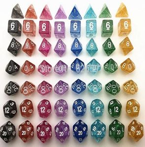 Jeu de dés polyédriques en poudre Flash jeux de jeux RPG jeux de dés dés D4 D6 D8 D12 D20 D10 09 D10 0090 7 pièces D55611368