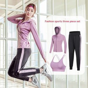 Flash Shipment 2019 nouveaux vêtements de sport pour femmes à séchage rapide à manches longues pantalon Harlan gilet trois pièces ensemble haute élasticité respirant Yoga costume