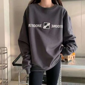 Expédition flash 460g Autumn Nouveau coton pur we11done sawg Unisexe Trendy Brand Round Neck Letter Loose Hoodie pour les femmes à transporter