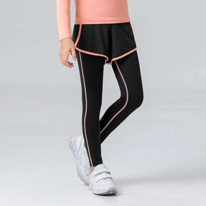 Snelle verzending Kindersport strakke yogabroek voor meisjes, sneldrogende broek, elastisch en ademend hardloopdanstrainingsbroek, Fiess-broek