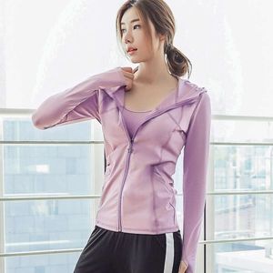 Flash Shipping Celebridad de Internet Adelgazante Deportes Mujer Secado rápido Cremallera transpirable Correr Manga larga Slim Fit Fiess Chaqueta Traje de yoga Top