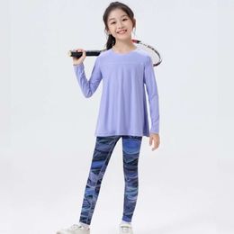 Envío rápido Nuevo jersey para niños Correr Yoga Pantalones de tiburón Deportes Secado rápido Conjunto de manga larga Vestido de otoño para niña Fiess Dance