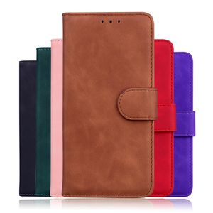 Modehuid voelt portefeuillekoffers voor Motorola Moto G73 G13 G23 G53 E13 Samsung A04E A24 4G A34 5G A54 Vintage Plain Retro Leather Credit Id Card Holder magnetische hoes zakje