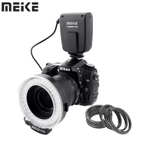 Flitst meike fc100 ro led ring flashbundel met 8 adapterring voor Canon Nikon Pentax Olympus Panasonic DSLR Camera Flash v HD130