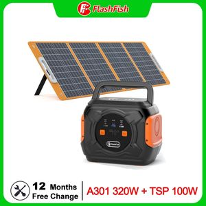 Flashfish 100W panneau solaire 320W ensemble de centrale solaire batterie externe 292Wh générateur avec chargeur solaire 18V alimentation extérieure
