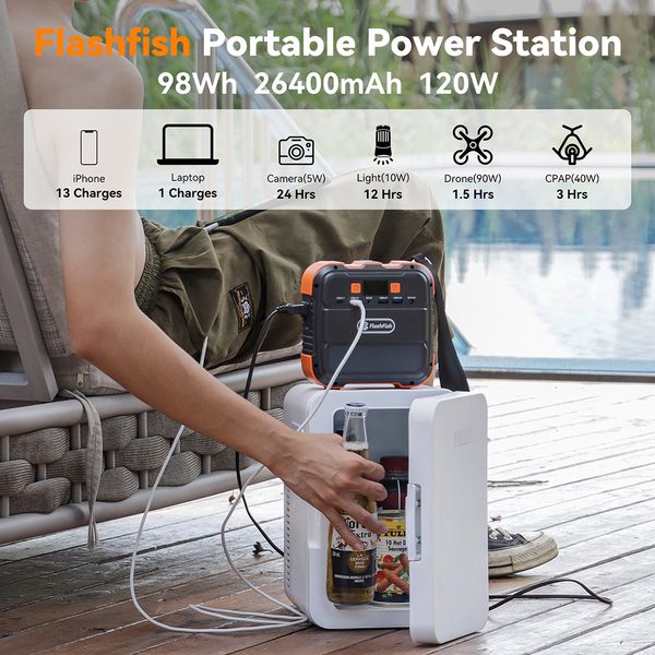 Flashfish A101 120W 98Wh 26400mAh centrale électrique Portable générateur d'alimentation batterie de secours Portable-alimentation de batterie externe
