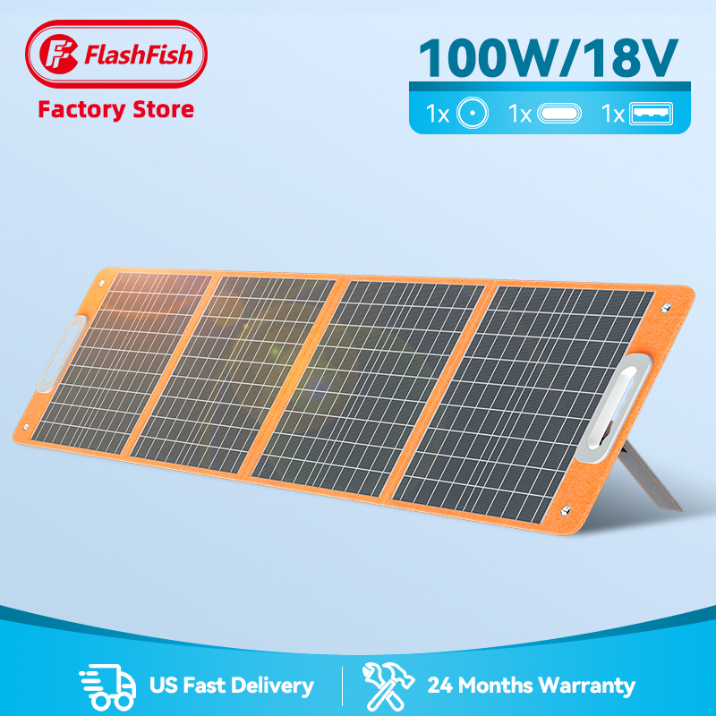 Flashfish Energy cargador usb Ligero para acampar al aire libre 100w Panel solar portátil para estación de energía portátil